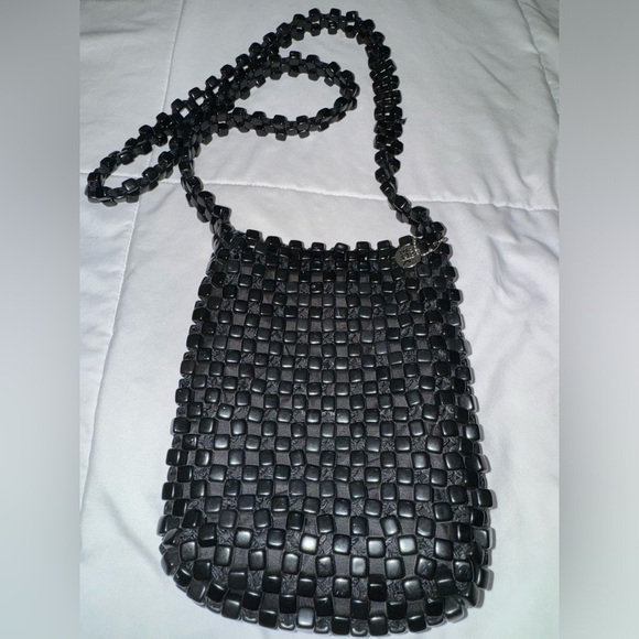 THE SAK Collection Small Beaded Fun Purse Bag Travel Summer EUC Unique Mini Blk - Picture 2 of 12